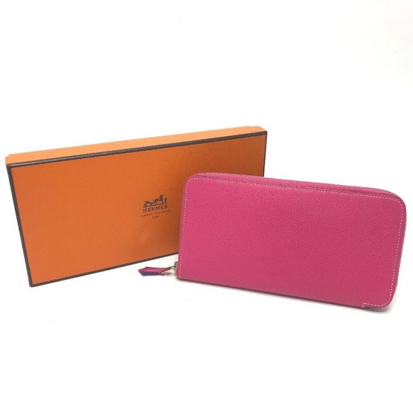 HERMES Azap Long Silk-In Zip Around Long Wallet Epsom pink/SilverHardware - Picture 14 of 14